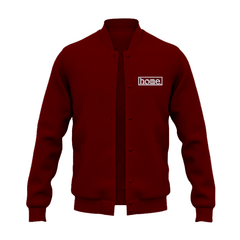 JBEEJURA DESIGNZ | home_254 Maroon Red College Jacket with a silver logo