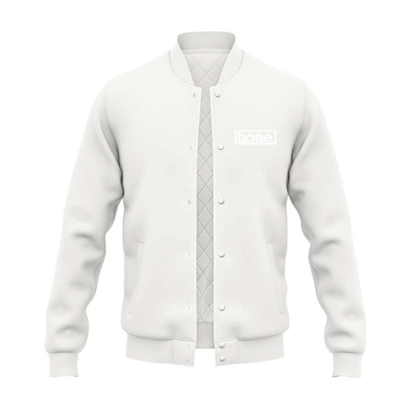JBEEJURA DESIGNZ | home_254 White College Jacket with a silver logo