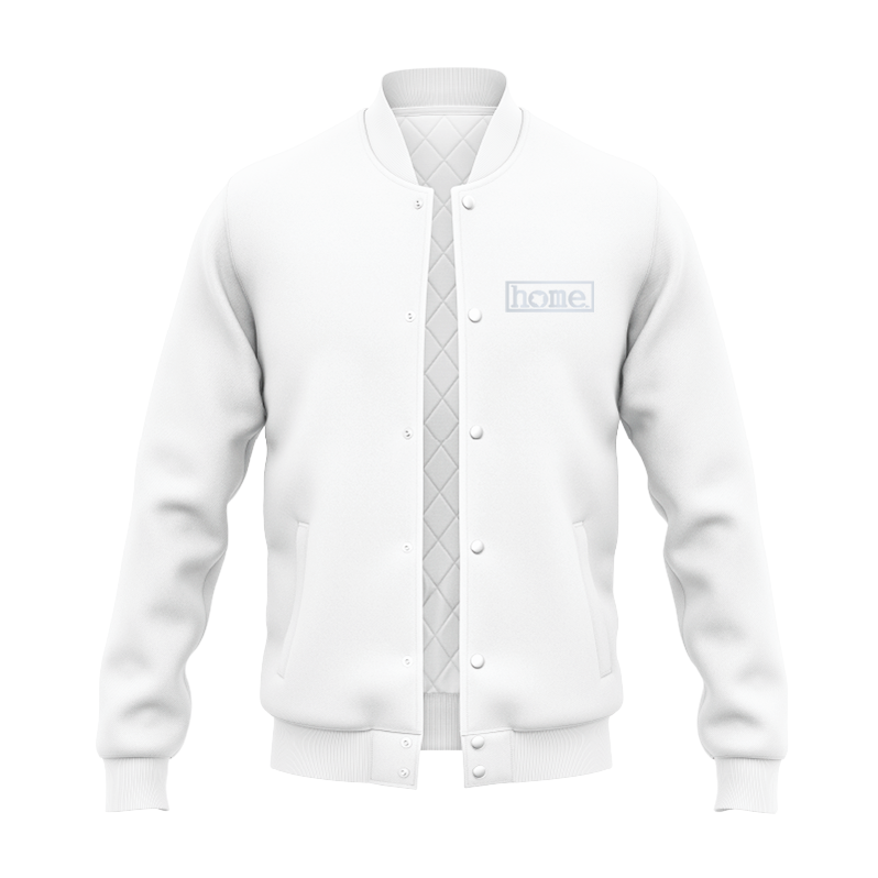 JBEEJURA DESIGNZ | home_254 White College Jacket with a silver logo