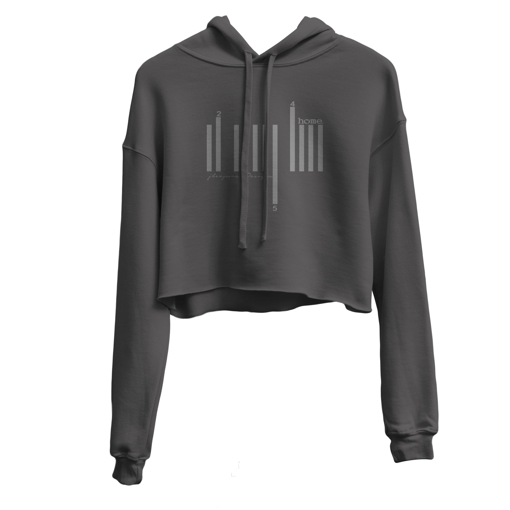 JBEEJURA DESINGZ | home_254 Dark Grey Cropped Hoodie with silver bars logo