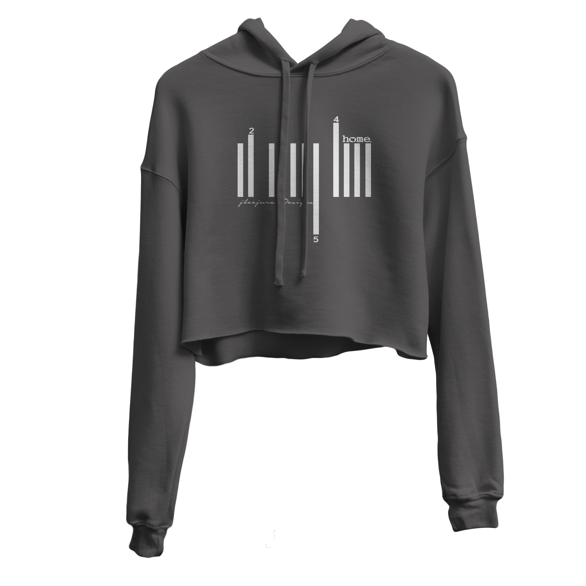 JBEEJURA DESINGZ | home_254 Dark Grey Cropped Hoodie with white bars logo