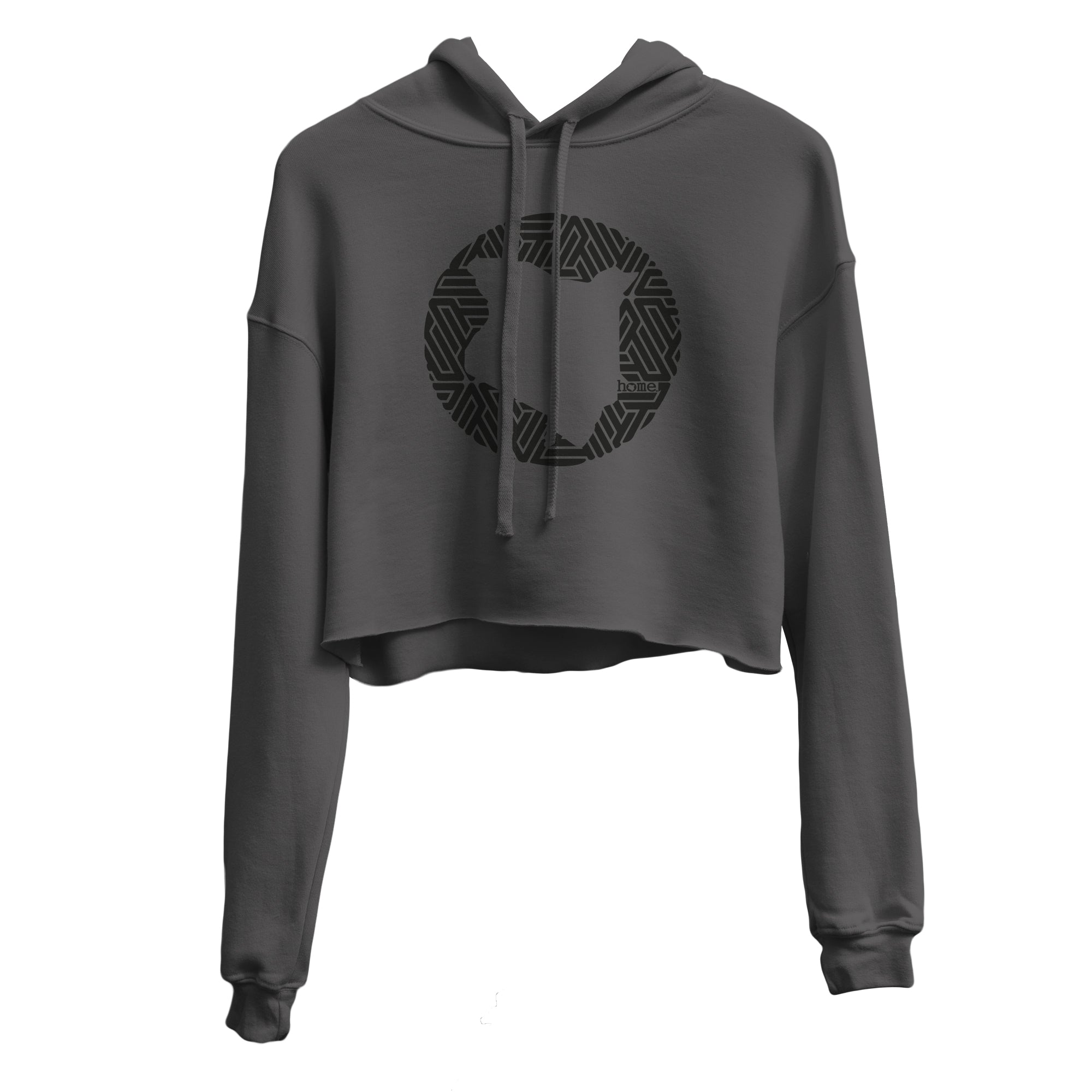 JBEEJURA DESINGZ | home_254 Dark Grey Cropped Hoodie with black map logo