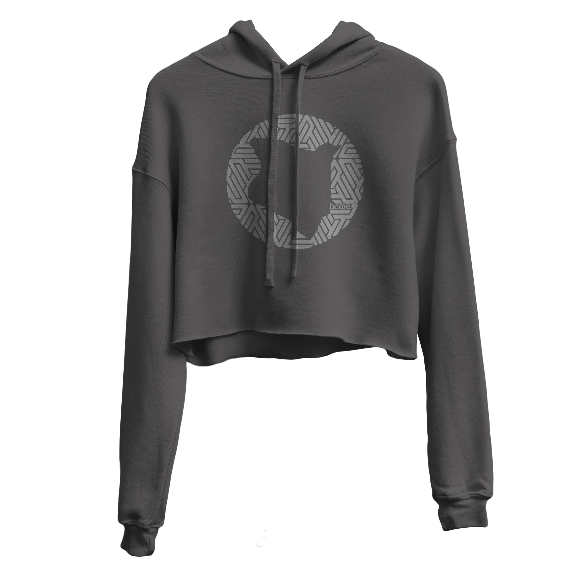 JBEEJURA DESINGZ | home_254 Dark Grey Cropped Hoodie with silver map logo