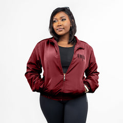 Home_254 x JBlessing, Women's Maroon Funky Jacket- Front view