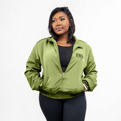 Home_254 x JBlessing, Women's Olive Green Funky Jacket- Front view