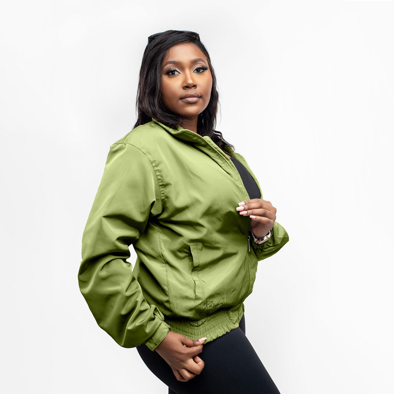 Home_254 x JBlessing, Women's Olive Green Funky Jacket- Side view