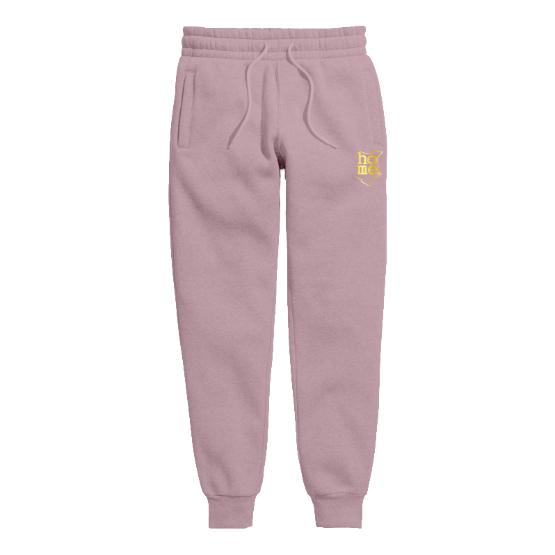 home_254 KIDS SWEATPANTS PICTURE FOR LAVENDER IN HEAVY FABRIC WITH GOLD CLASSIC PRINT
