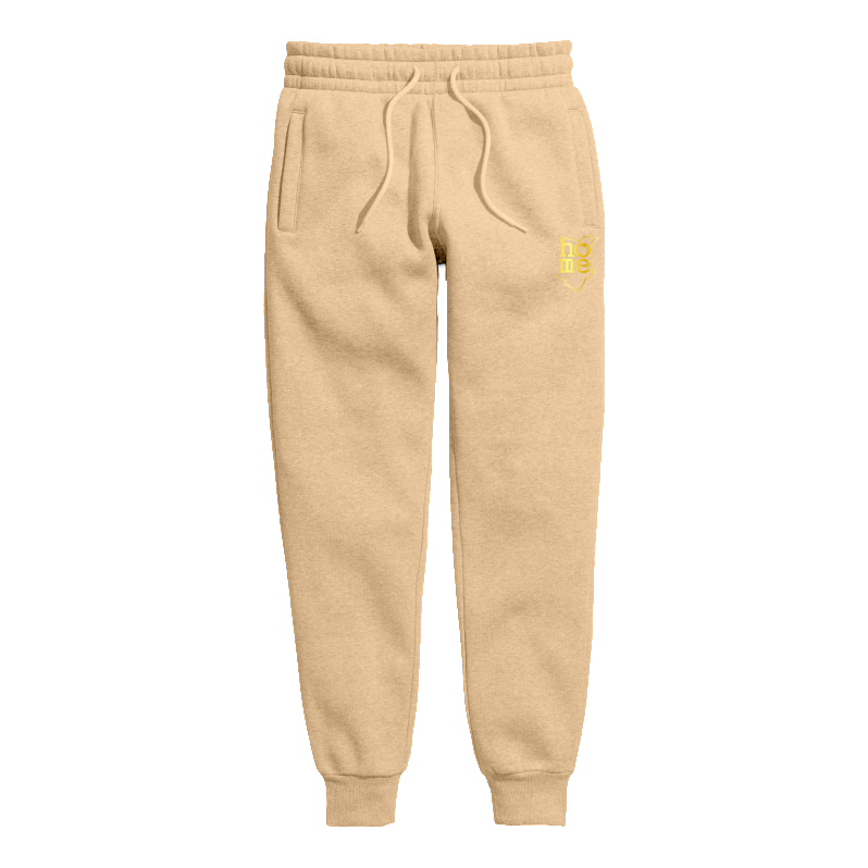 home_254 KIDS SWEATPANTS PICTURE FOR LIGHT BROWN IN HEAVY FABRIC WITH GOLD CLASSIC PRINT