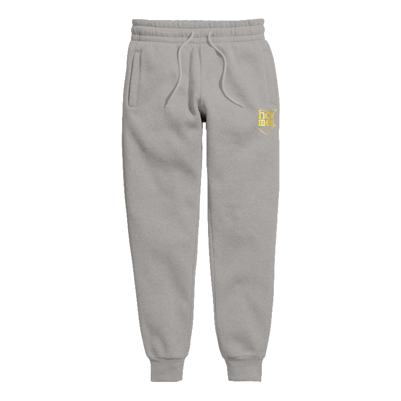 : home_254 KIDS SWEATPANTS PICTURE FOR LIGHT GREY IN HEAVY FABRIC WITH GOLD CLASSIC PRINT