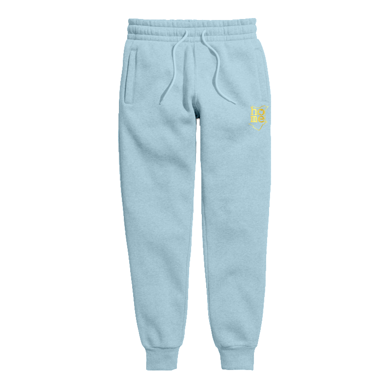 home_254 KIDS SWEATPANTS PICTURE FOR SKY BLUE IN HEAVY FABRIC WITH GOLD CLASSIC PRINT