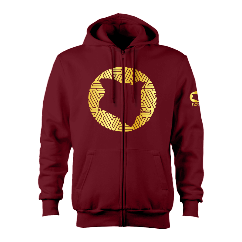 Zip-up Hoodie  - Maroon Red (Heavy Fabric)