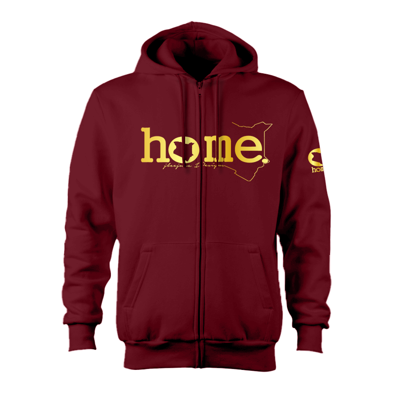 Kids Zip-Up Hoodie  - Maroon Red (Heavy Fabric)