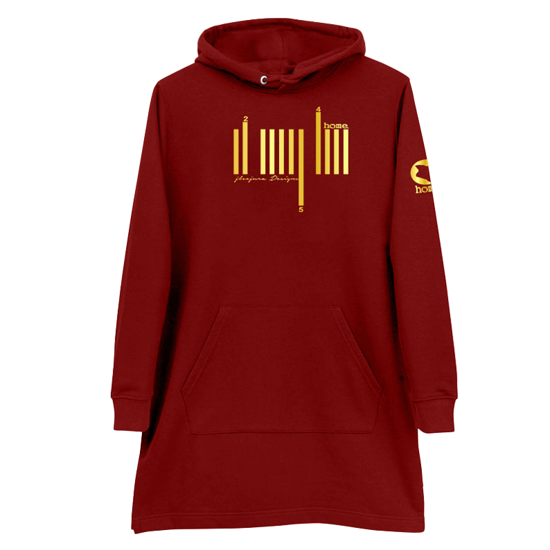 Hoodie Dress - Maroon Red (Heavy Fabric)