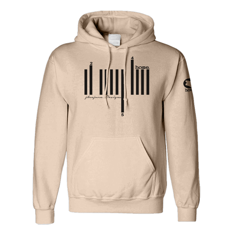 home_254 LIGHT BROWN HOODIE (MID-HEAVY FABRIC) WITH A BLACK BARS PRINT