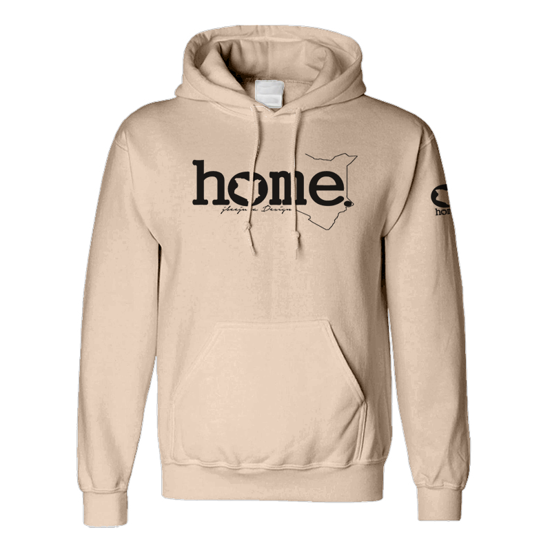 home_254 LIGHT BROWN HOODIE (MID-HEAVY FABRIC) WITH A BLACK WORDS PRINT