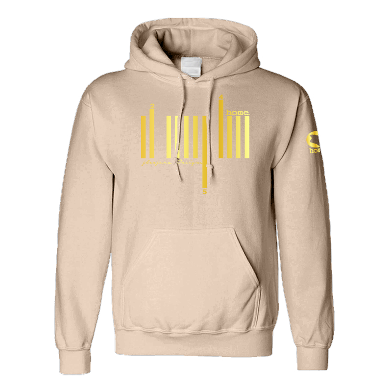 home_254 LIGHT BROWN HOODIE (MID-HEAVY FABRIC) WITH A GOLD BARS PRINT