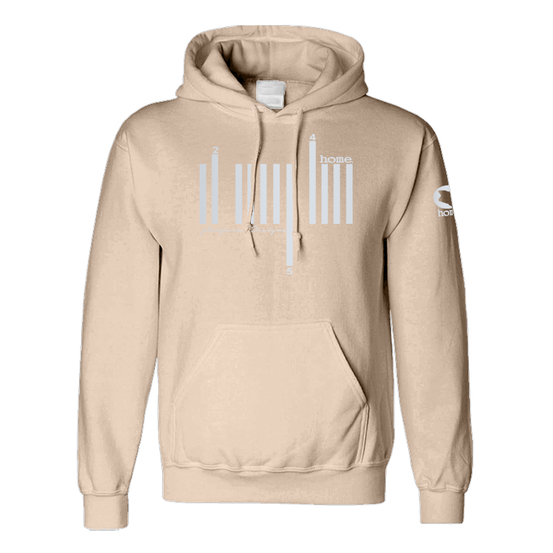 home_254 LIGHT BROWN HOODIE (MID-HEAVY FABRIC) WITH A SILVER BARS PRINT