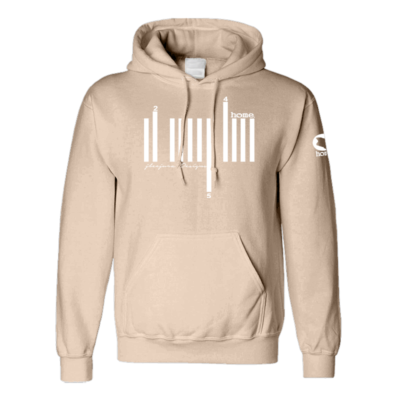 home_254 LIGHT BROWN HOODIE (MID-HEAVY FABRIC) WITH A WHITE BARS PRINT