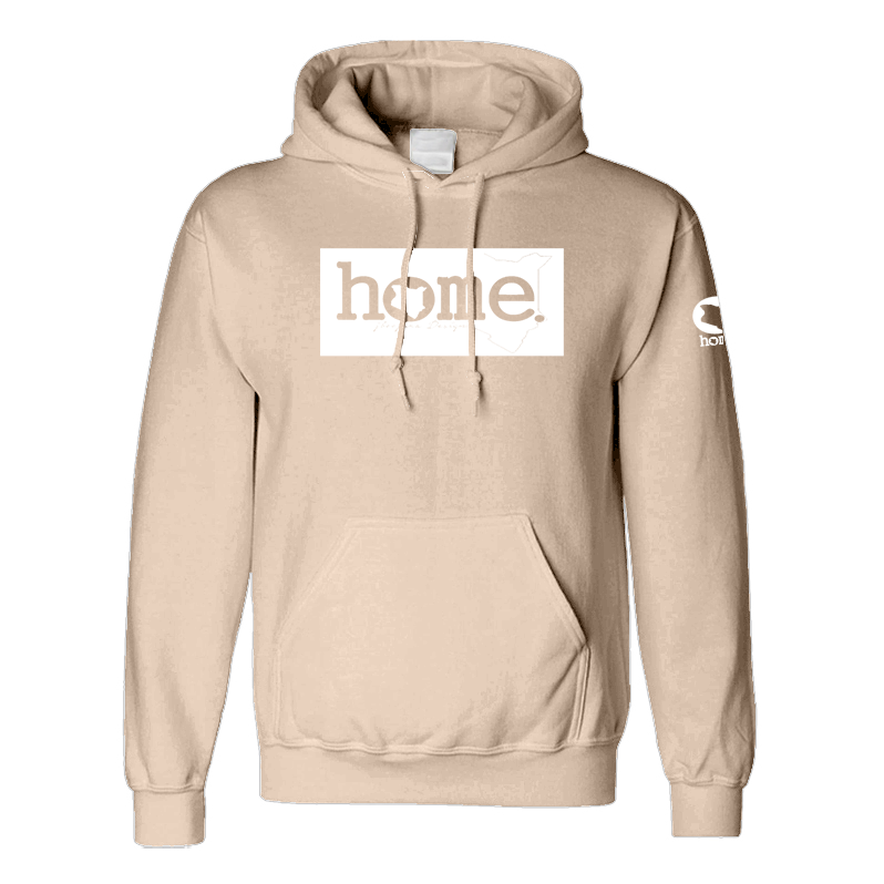 home_254 LIGHT BROWN HOODIE (MID-HEAVY FABRIC) WITH A WHITE CLASSIC PRINT