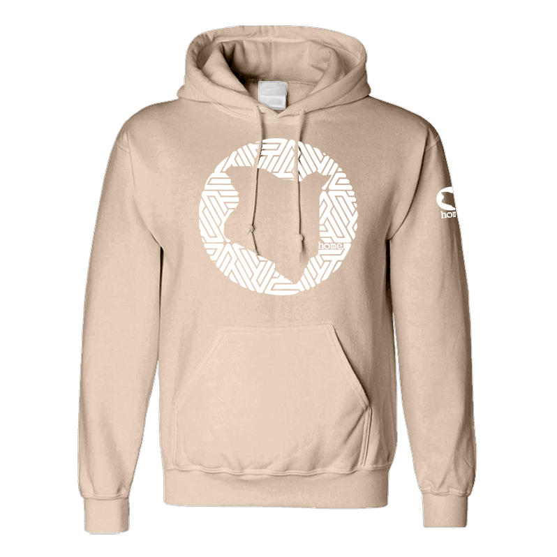 home_254 LIGHT BROWN HOODIE (MID-HEAVY FABRIC) WITH A WHITE MAP PRINT