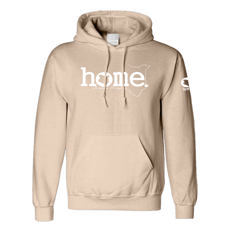 home_254 LIGHT BROWN HOODIE (MID-HEAVY FABRIC) WITH A WHITE WORDS PRINT