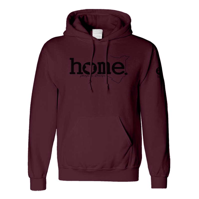 home_254 MAROON HOODIE (MID-HEAVY FABRIC) WITH A BLACK WORDS PRINT