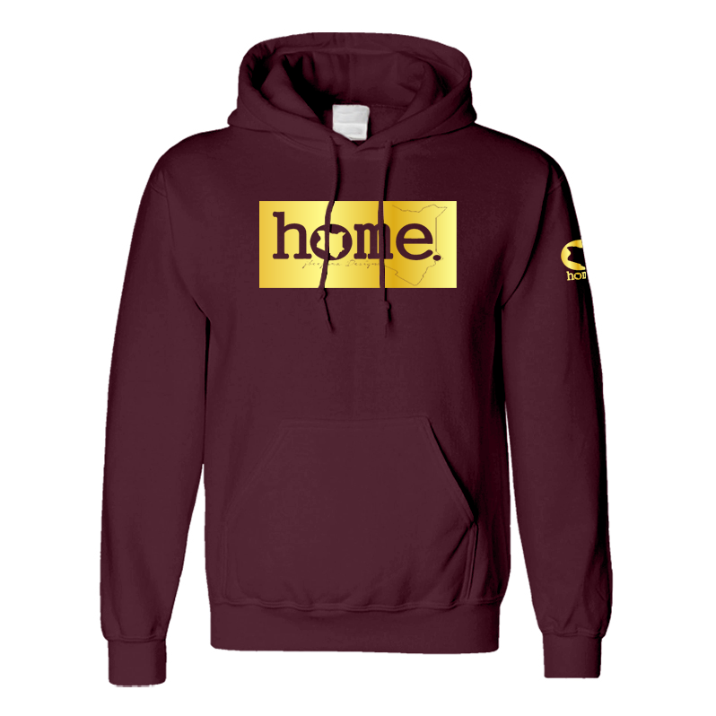 home_254 MAROON HOODIE (MID-HEAVY FABRIC) WITH A GOLD CLASSIC PRINT