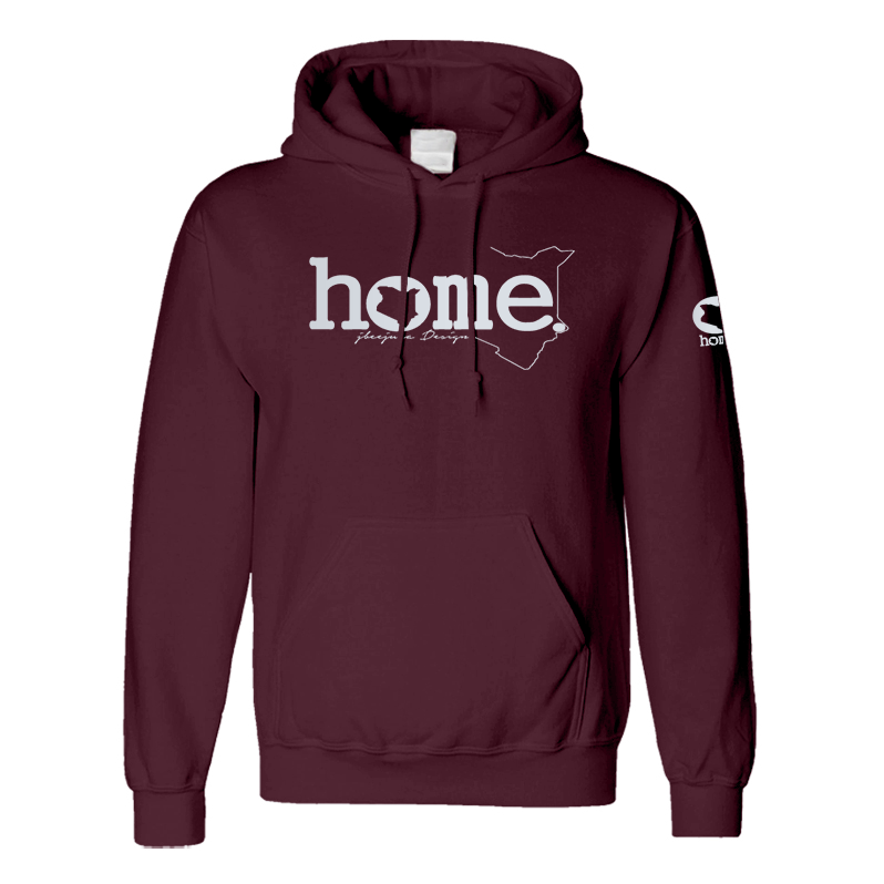 home_254 MAROON HOODIE (MID-HEAVY FABRIC) WITH A SILVER WORDS PRINT