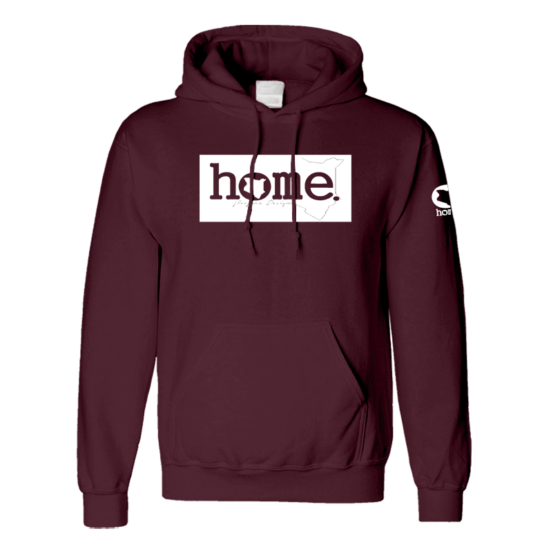 home_254 MAROON HOODIE (MID-HEAVY FABRIC) WITH A WHITE CLASSIC PRINT