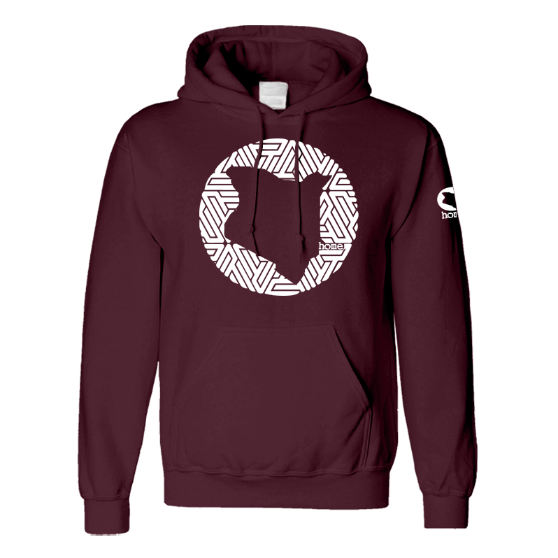 home_254 MAROON HOODIE (MID-HEAVY FABRIC) WITH A WHITE MAP PRINT