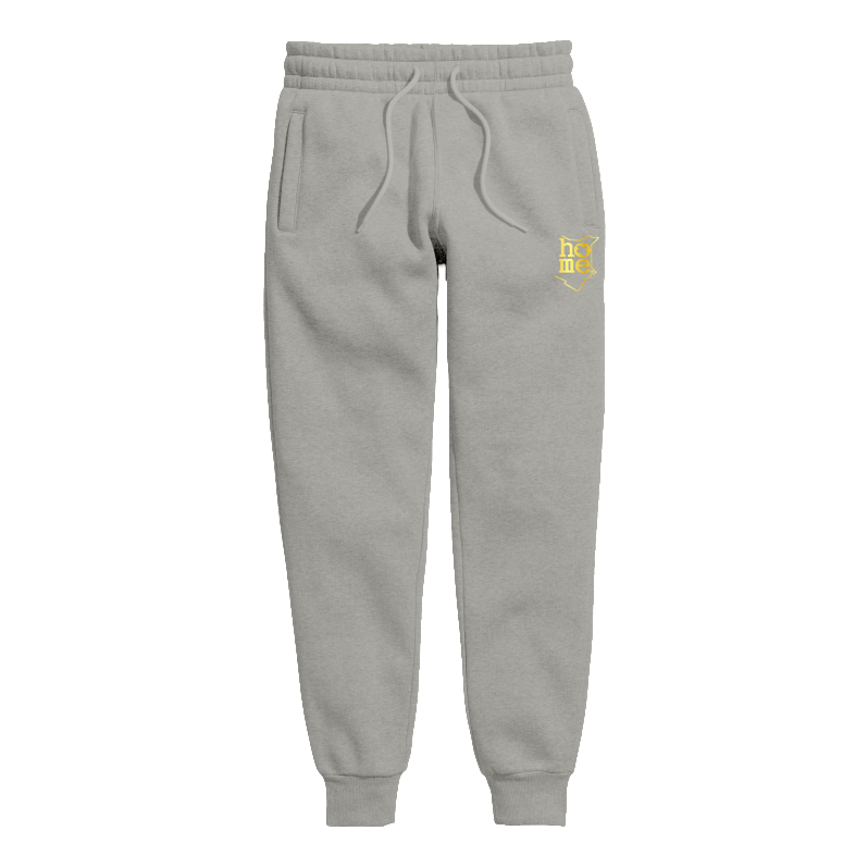 home_254 KIDS SWEATPANTS PICTURE FOR LIGHT GREY IN MID-HEAVY FABRIC WITH GOLD CLASSIC PRINT