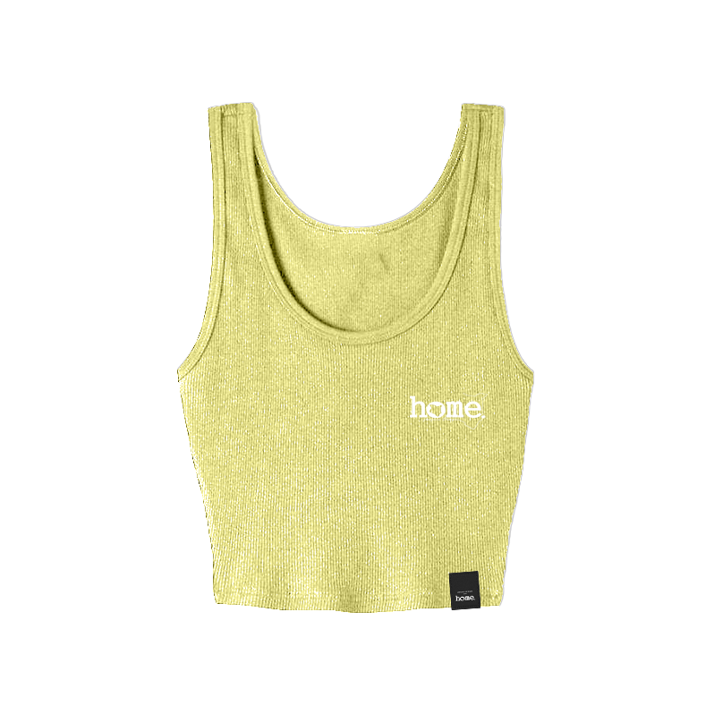 home_254 CANARY YELLOW MUSHIE VEST TOP WITH A WHITE 3D WORDS PRINT 