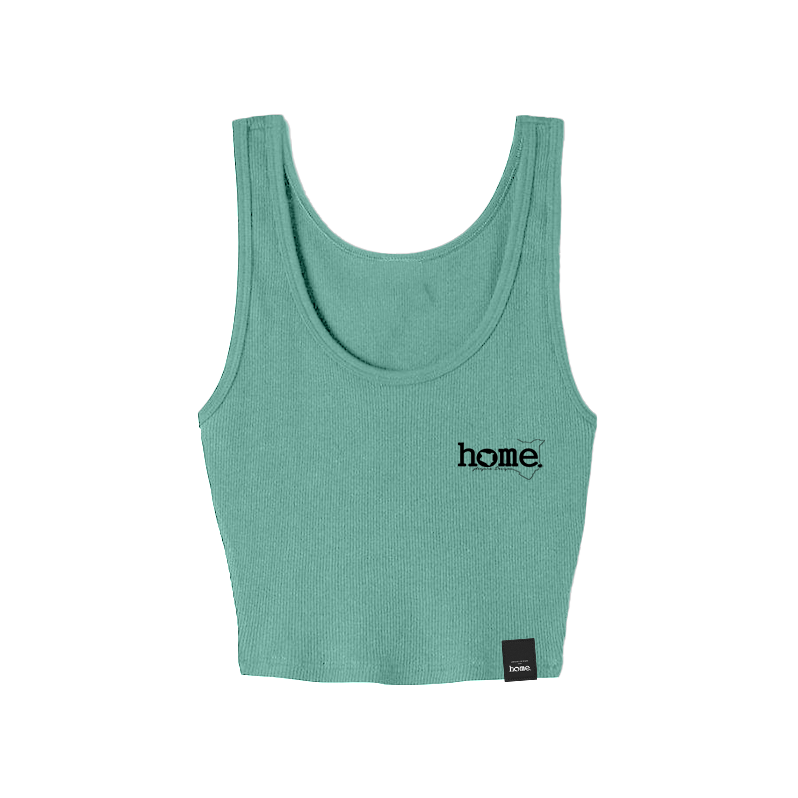 home_254 CYAN GREEN MUSHIE VEST TOP WITH A BLACK 3D WORDS PRINT 