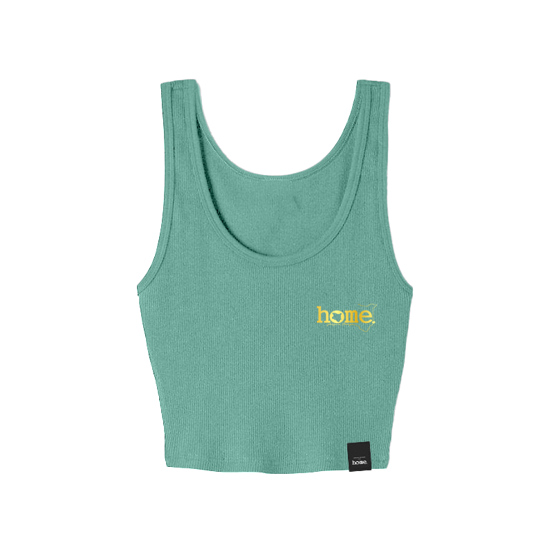 home_254 CYAN GREEN MUSHIE VEST TOP WITH A GOLD 3D WORDS PRINT 