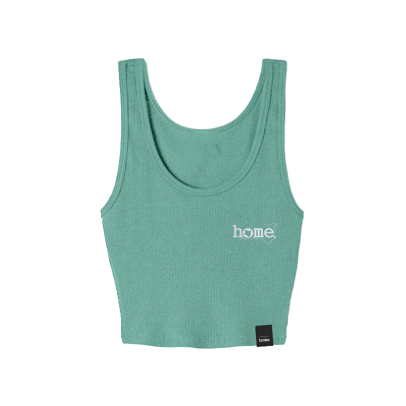 home_254 CYAN GREEN MUSHIE VEST TOP WITH A SILVER 3D WORDS PRINT 