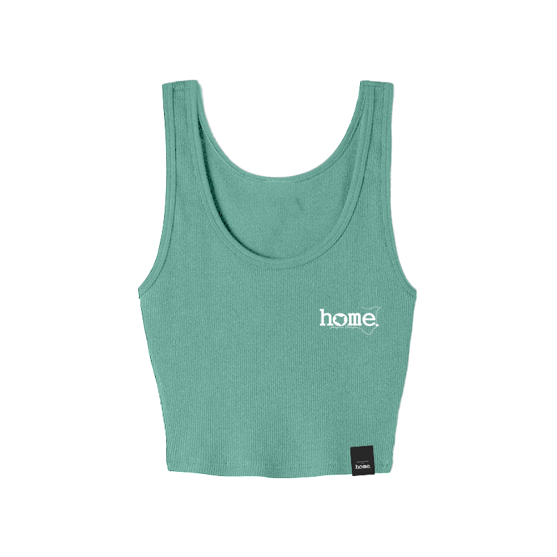 home_254 CYAN GREEN MUSHIE VEST TOP WITH A WHITE 3D WORDS PRINT 