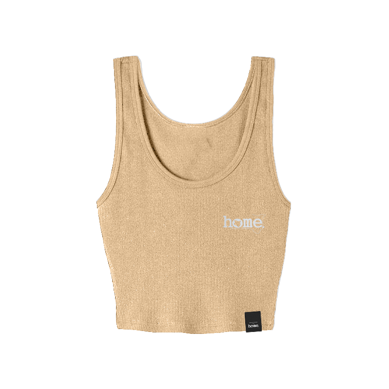 home_254 LIGHT BROWN MUSHIE VEST TOP WITH A SILVER 3D WORDS PRINT