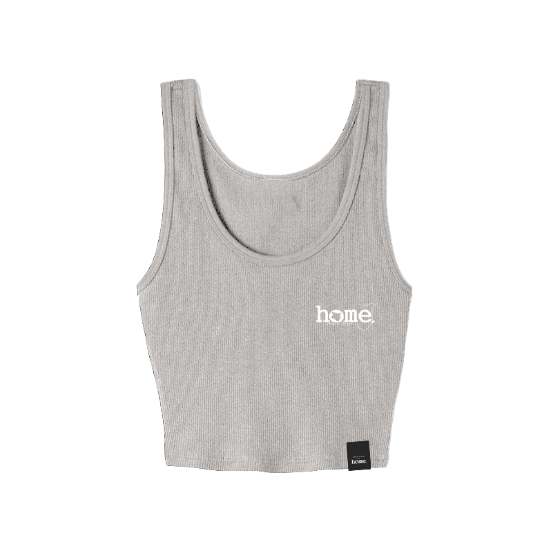 home_254 LIGHT GREY MUSHIE VEST TOP WITH A WHITE 3D WORDS PRINT 