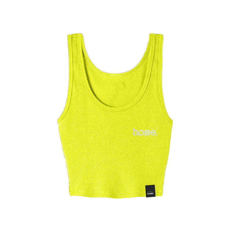 home_254 LIME GREEN MUSHIE VEST TOP WITH A SILVER 3D WORDS PRINT 