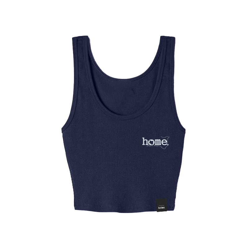 home_254 NAVY BLUE MUSHIE VEST TOP WITH A SILVER 3D WORDS PRINT 