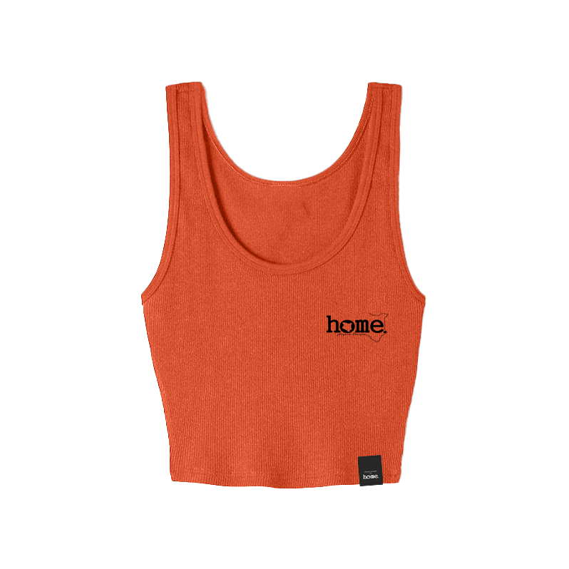 home_254 ORANGE MUSHIE VEST TOP WITH A BLACK 3D WORDS PRINT 