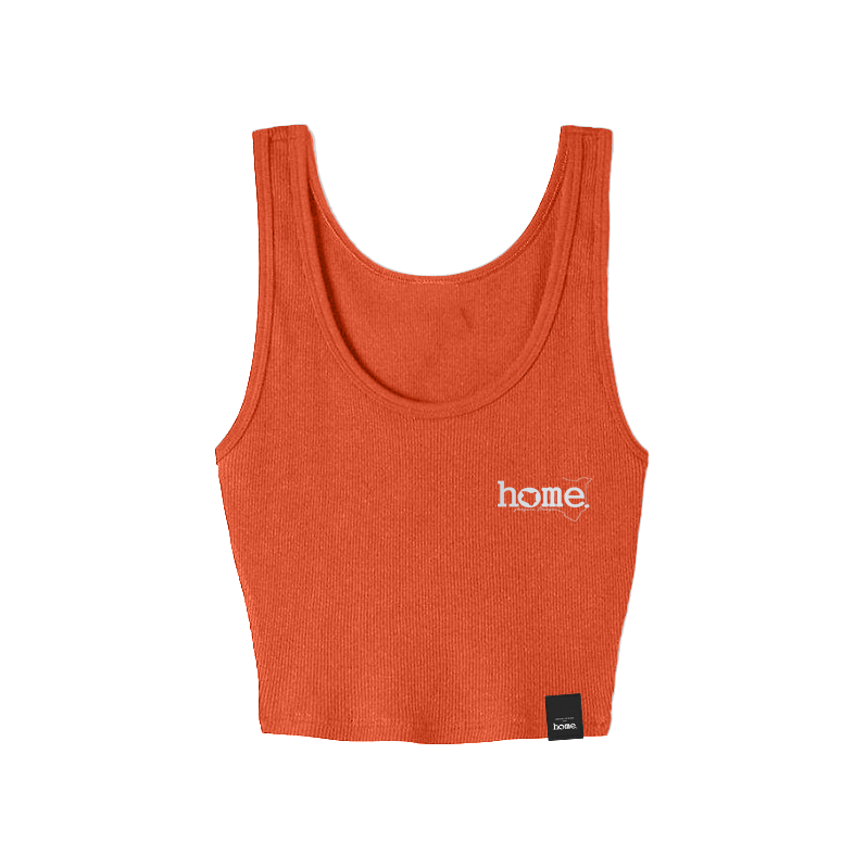 home_254 ORANGE MUSHIE VEST TOP WITH A SILVER 3D WORDS PRINT 