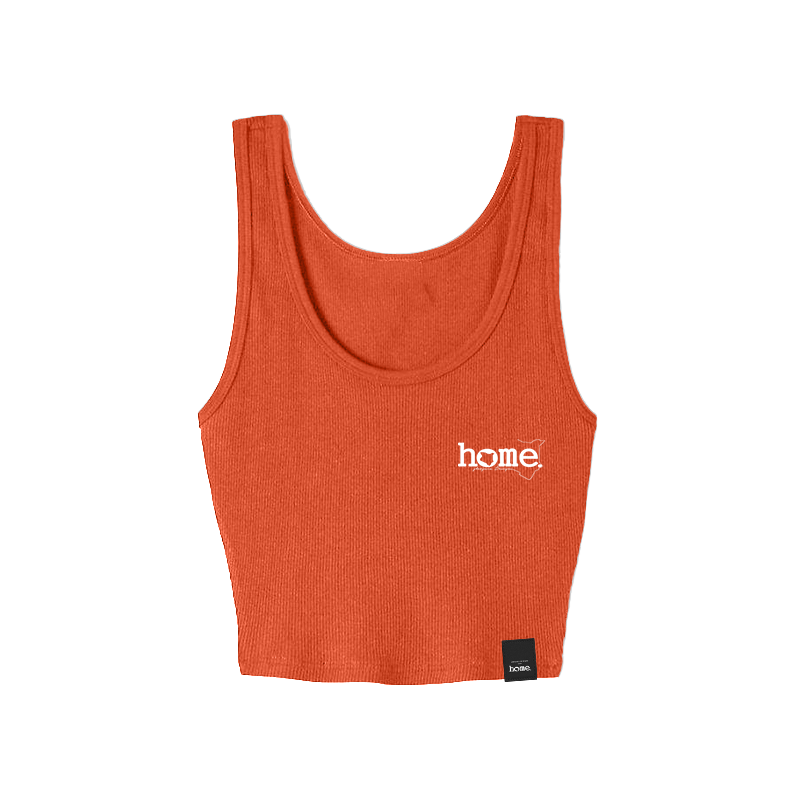 home_254 ORANGE MUSHIE VEST TOP WITH A WHITE 3D WORDS PRINT 