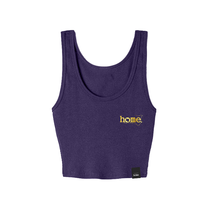 home_254 PURPLE MUSHIE VEST TOP WITH A GOLD 3D WORDS PRINT 