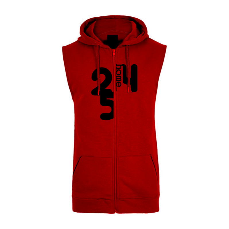 Sleeveless Hoodie  - Maroon Red (Heavy Fabric)