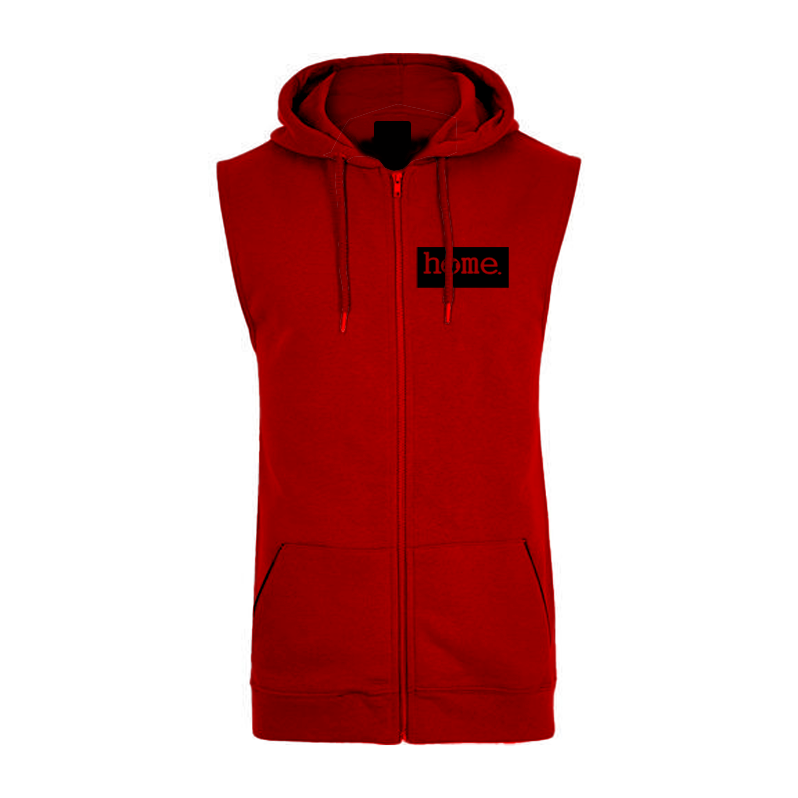 Sleeveless Hoodie  - Maroon Red (Heavy Fabric)
