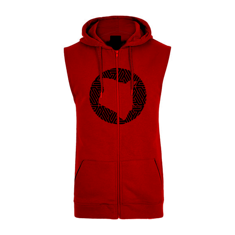 Sleeveless Hoodie  - Maroon Red (Heavy Fabric)