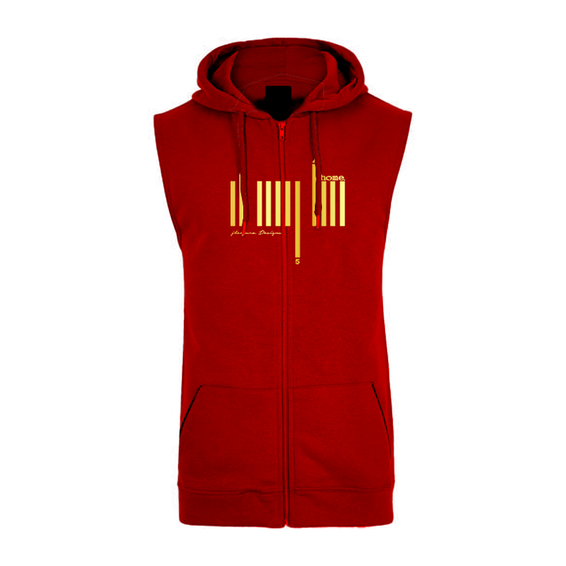 Sleeveless Hoodie  - Maroon Red (Heavy Fabric)