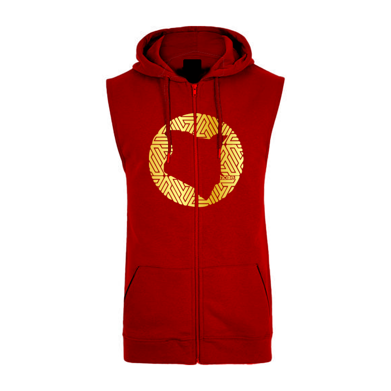 Sleeveless Hoodie  - Maroon Red (Heavy Fabric)