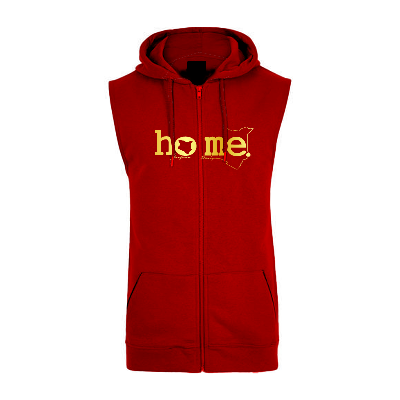 Sleeveless Hoodie  - Maroon Red (Heavy Fabric)